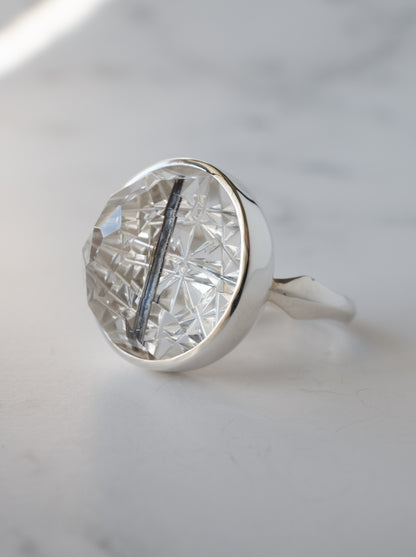 甲州貴石切子 Tourmalinated in Quartz Ring - 3