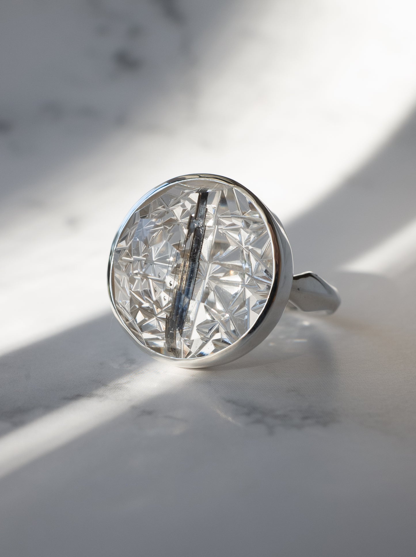 甲州貴石切子 Tourmalinated in Quartz Ring - 3