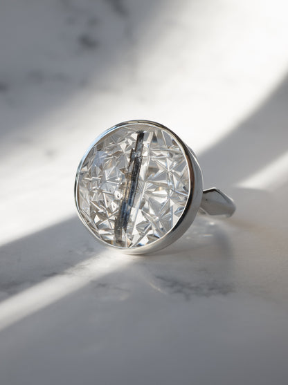 甲州貴石切子 Tourmalinated in Quartz Ring - 3