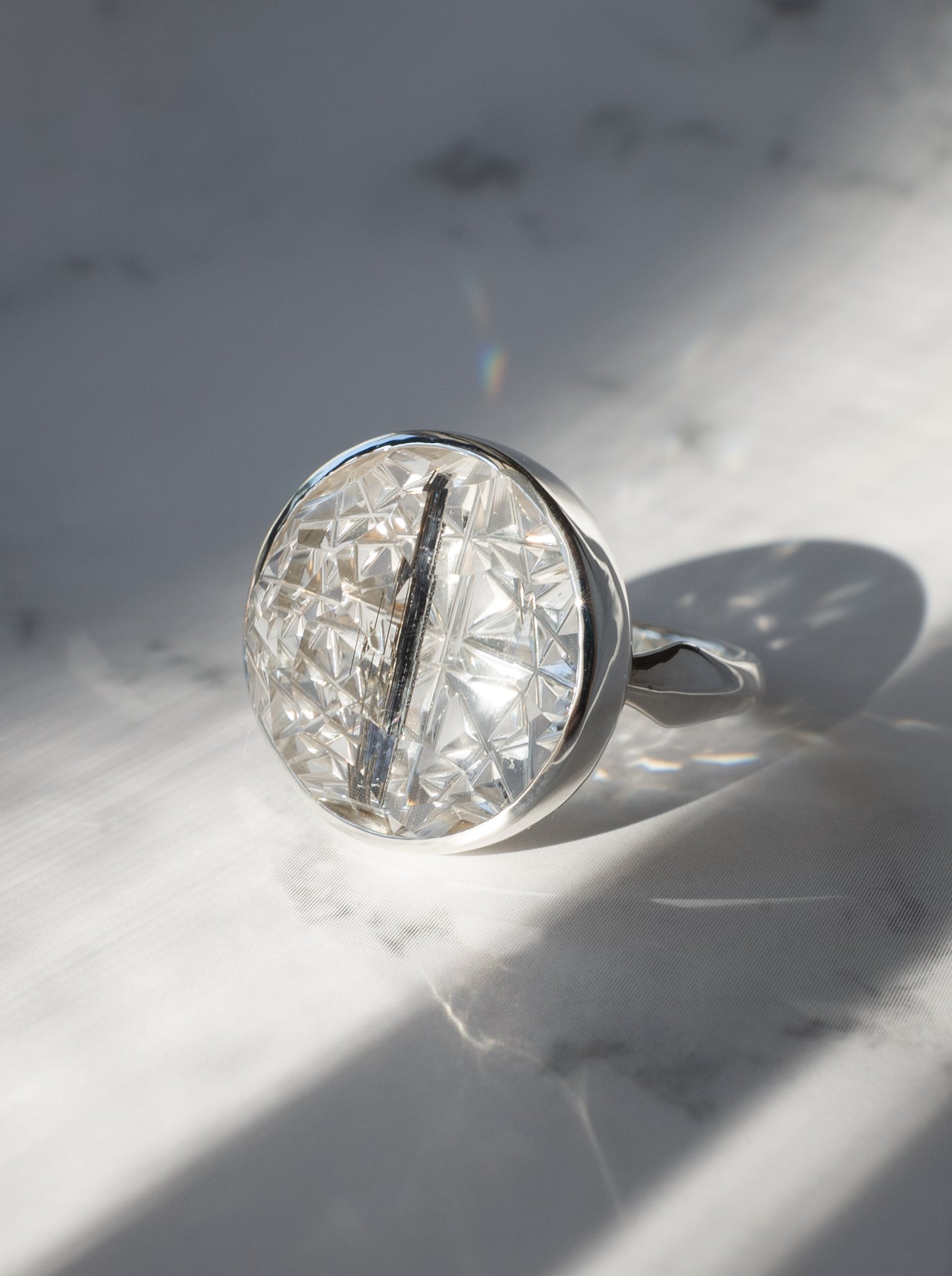 甲州貴石切子 Tourmalinated in Quartz Ring - 3