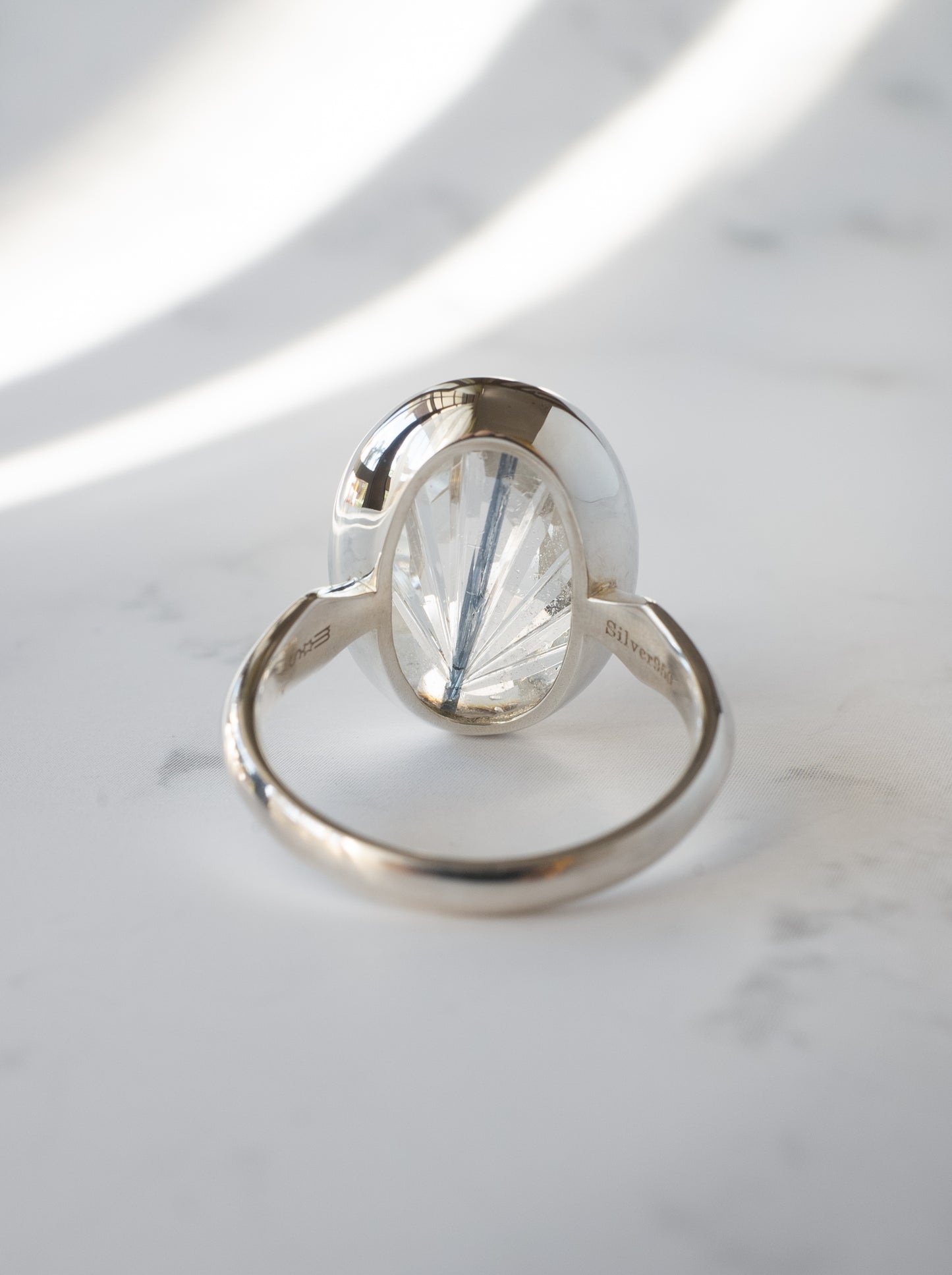 甲州貴石切子 Tourmalinated in Quartz Ring -4
