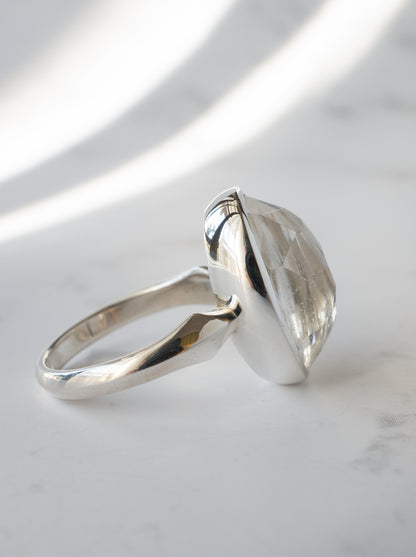 甲州貴石切子 Tourmalinated in Quartz Ring -4
