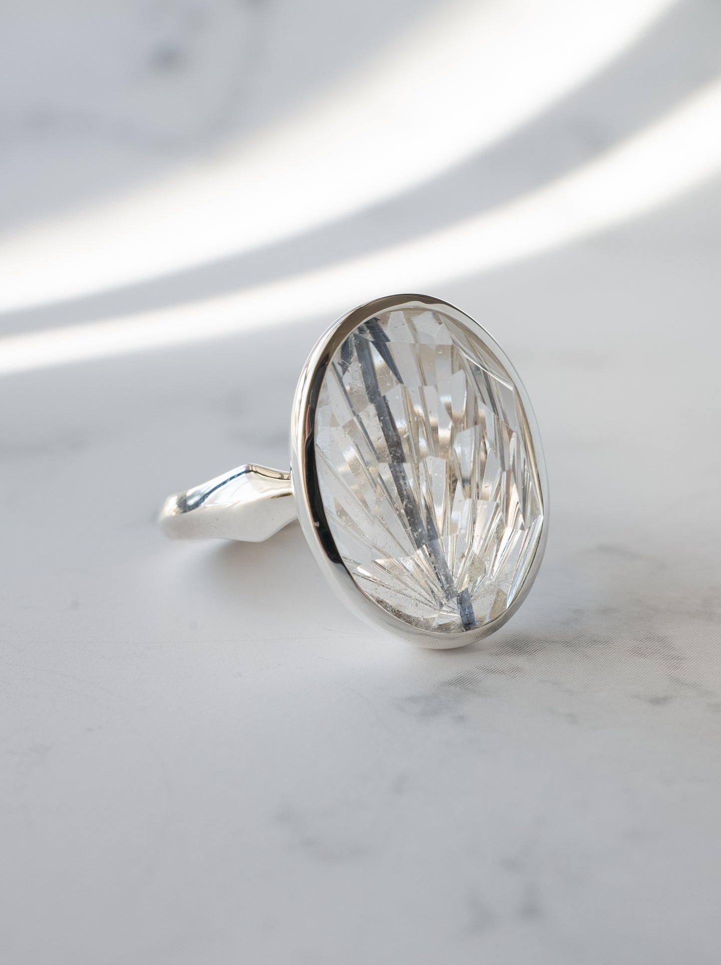 甲州貴石切子 Tourmalinated in Quartz Ring -4