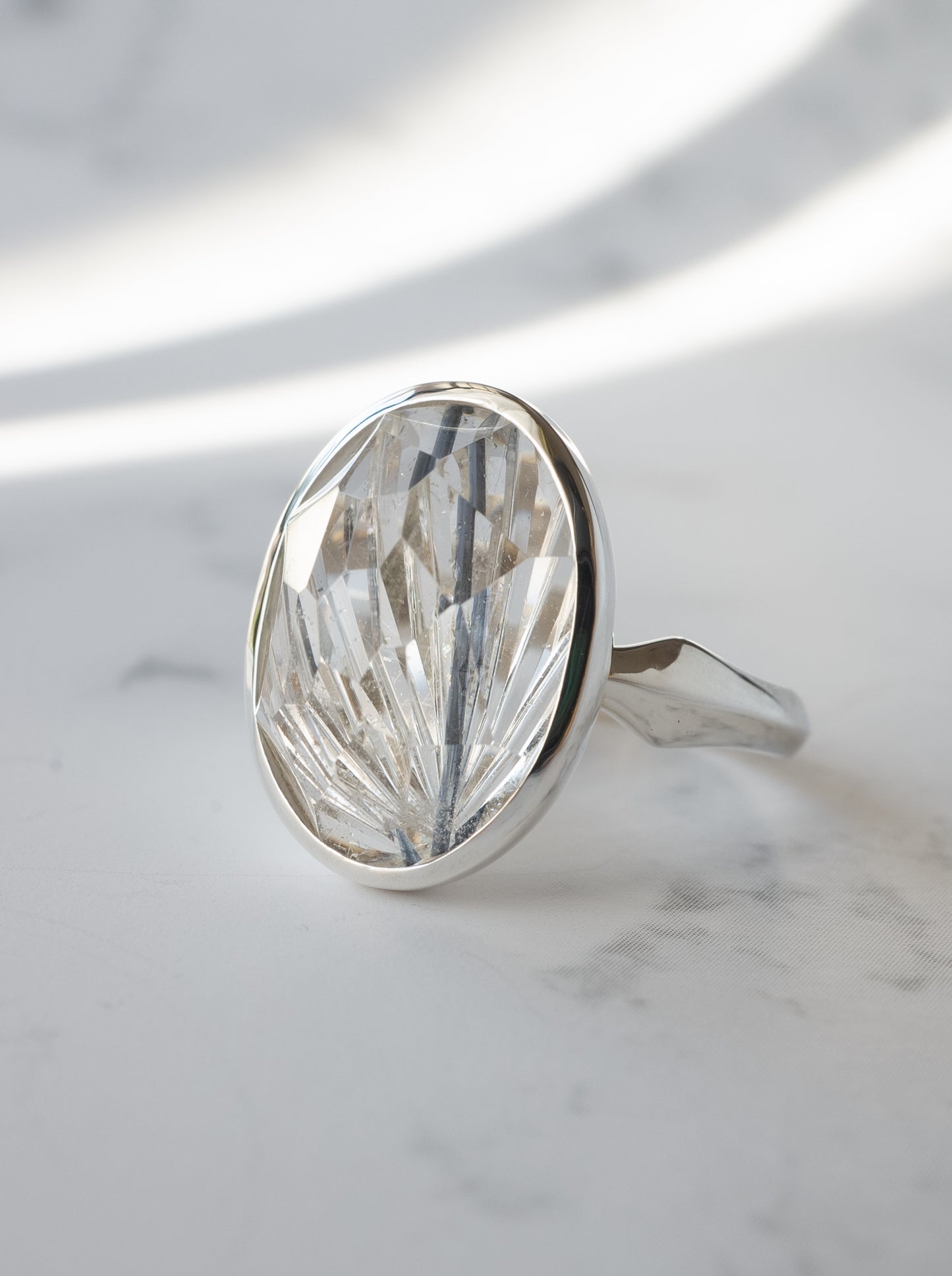 甲州貴石切子 Tourmalinated in Quartz Ring -4