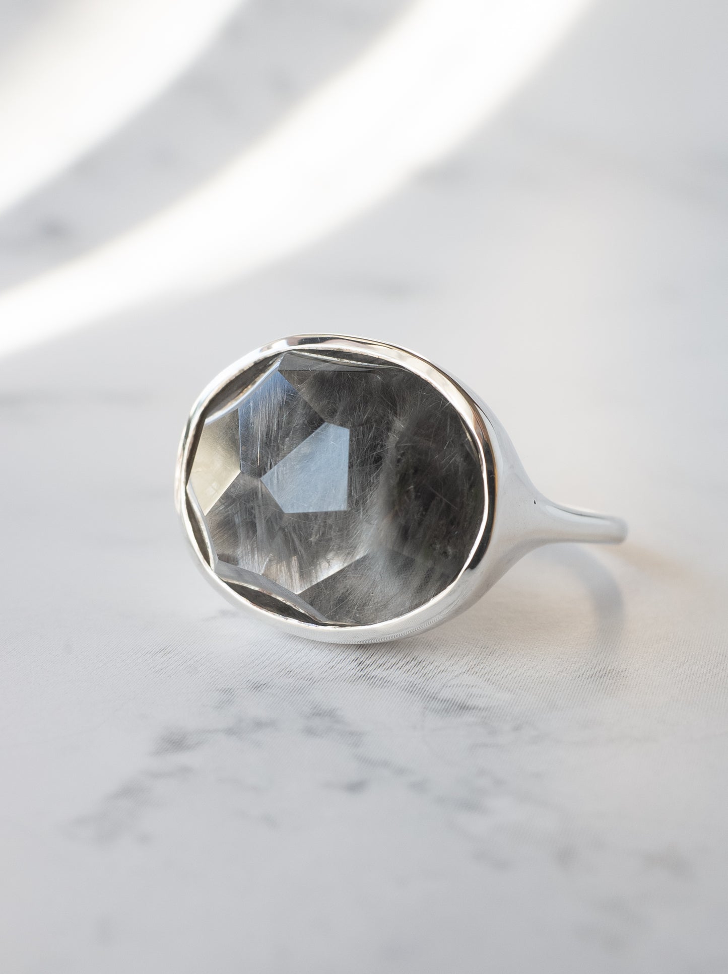 Platinum Rutilated Quartz Ring - 5