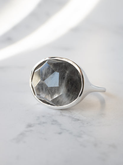 Platinum Rutilated Quartz Ring - 5