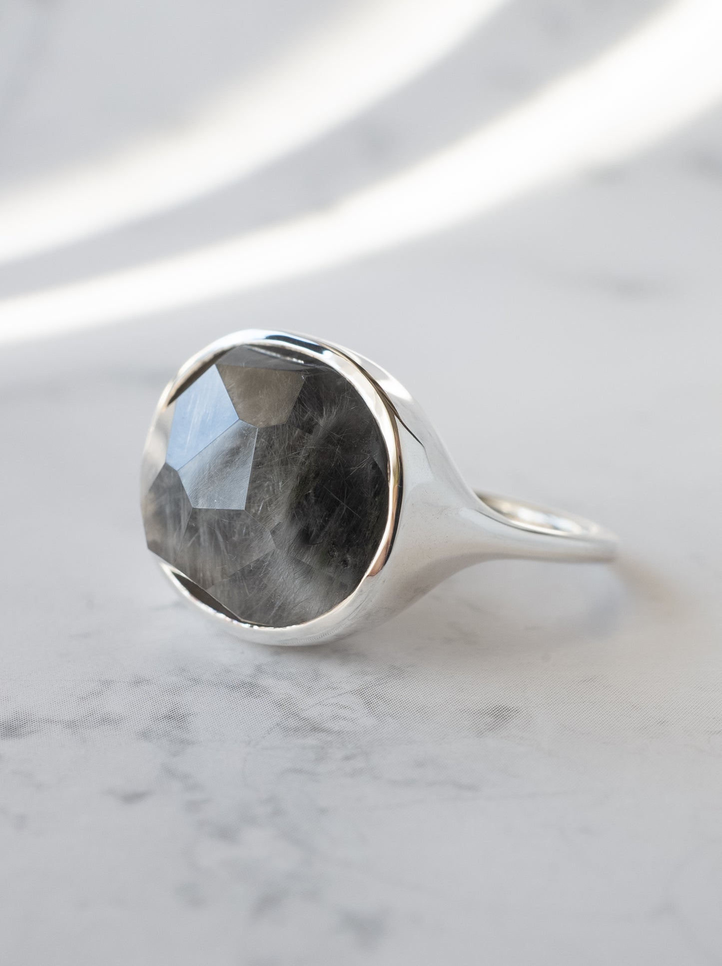 Platinum Rutilated Quartz Ring - 5