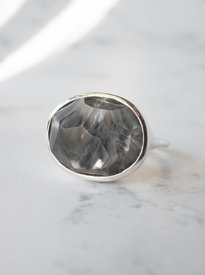 Platinum Rutilated Quartz Ring - 5
