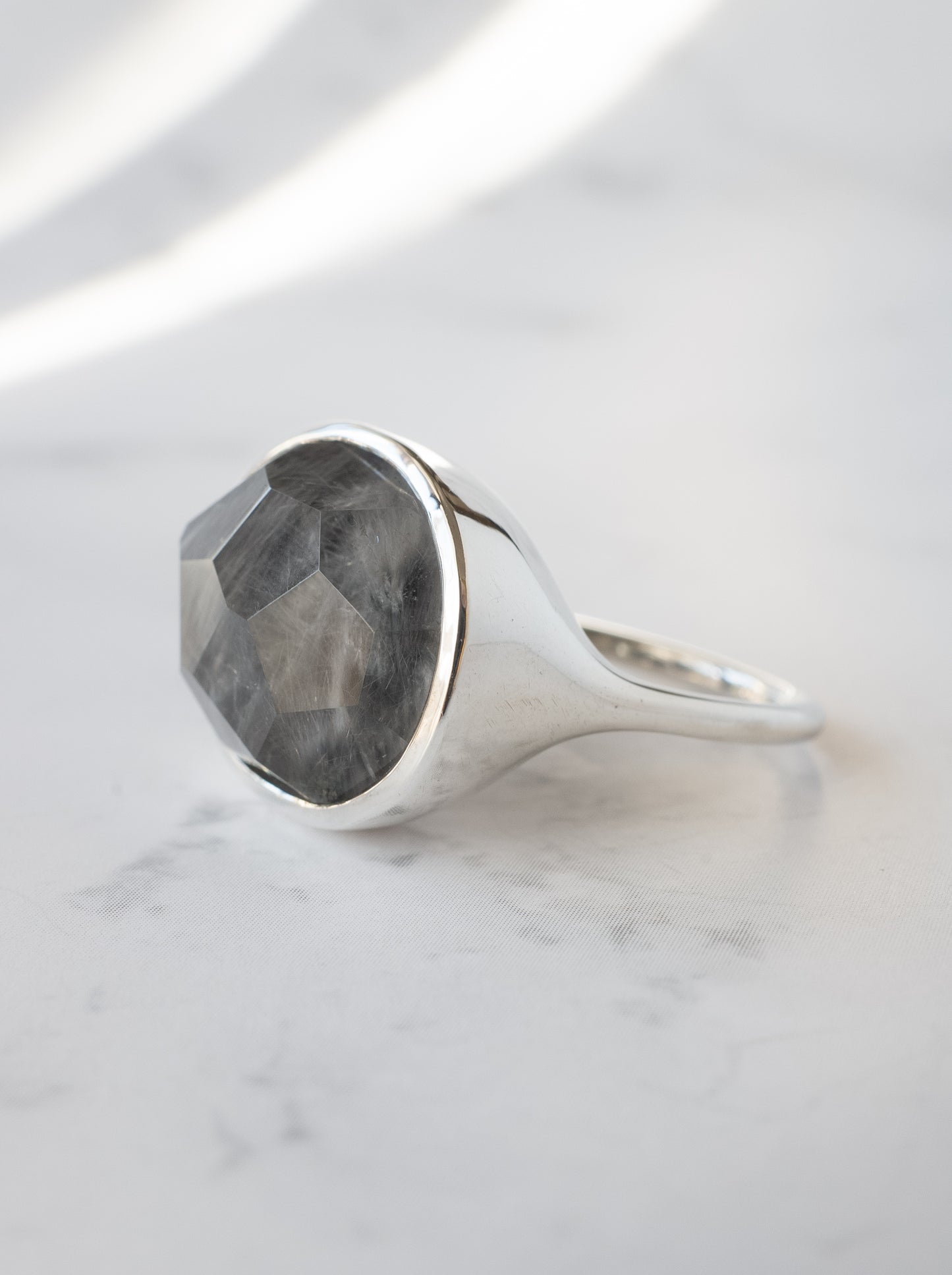 Platinum Rutilated Quartz Ring - 5