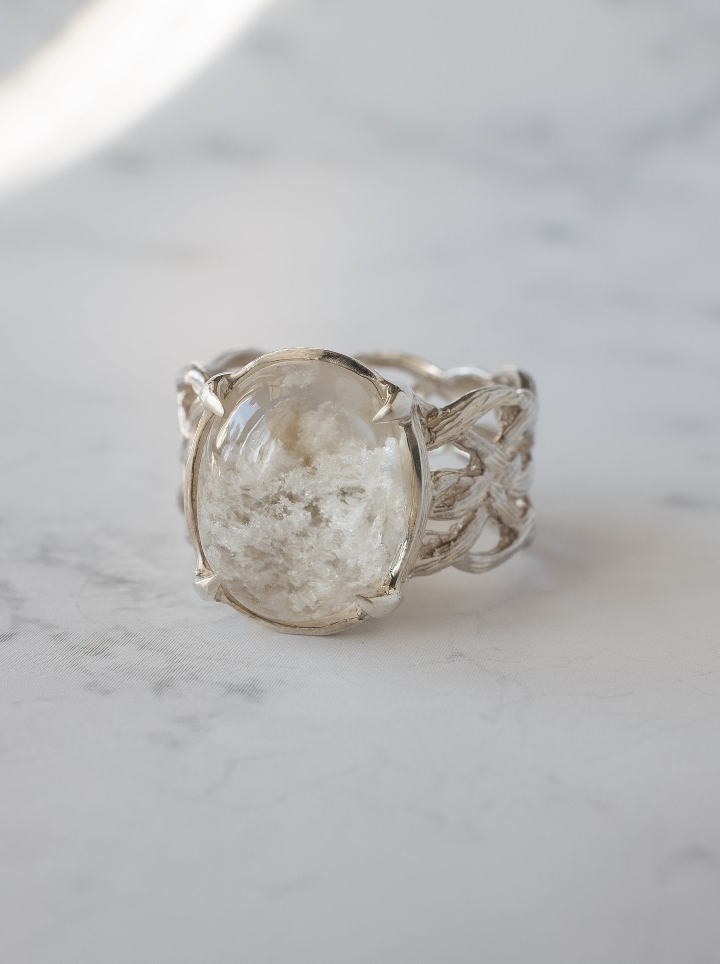 White Garden Quartz ARAN Ring - 6