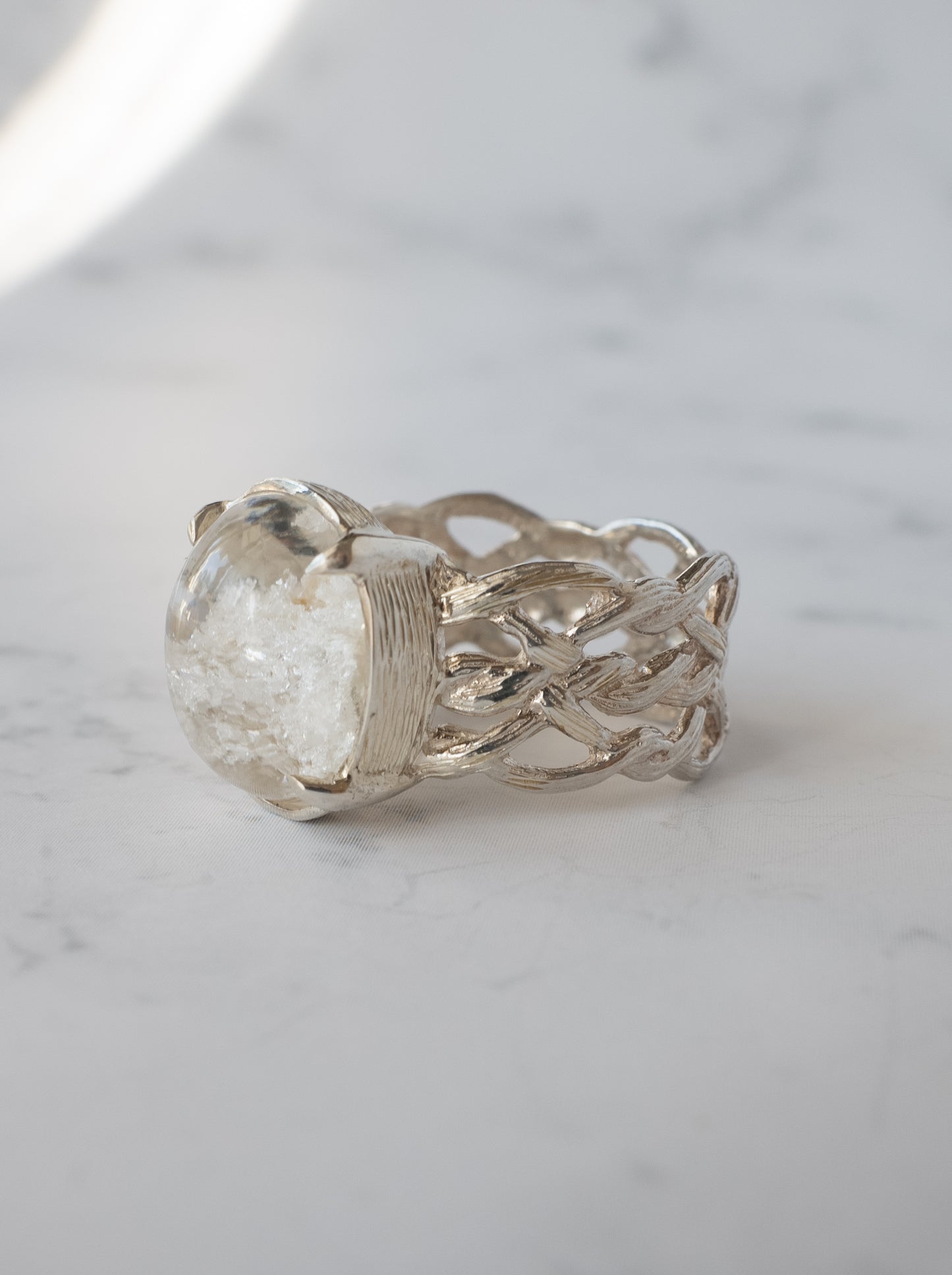 White Garden Quartz ARAN Ring - 6