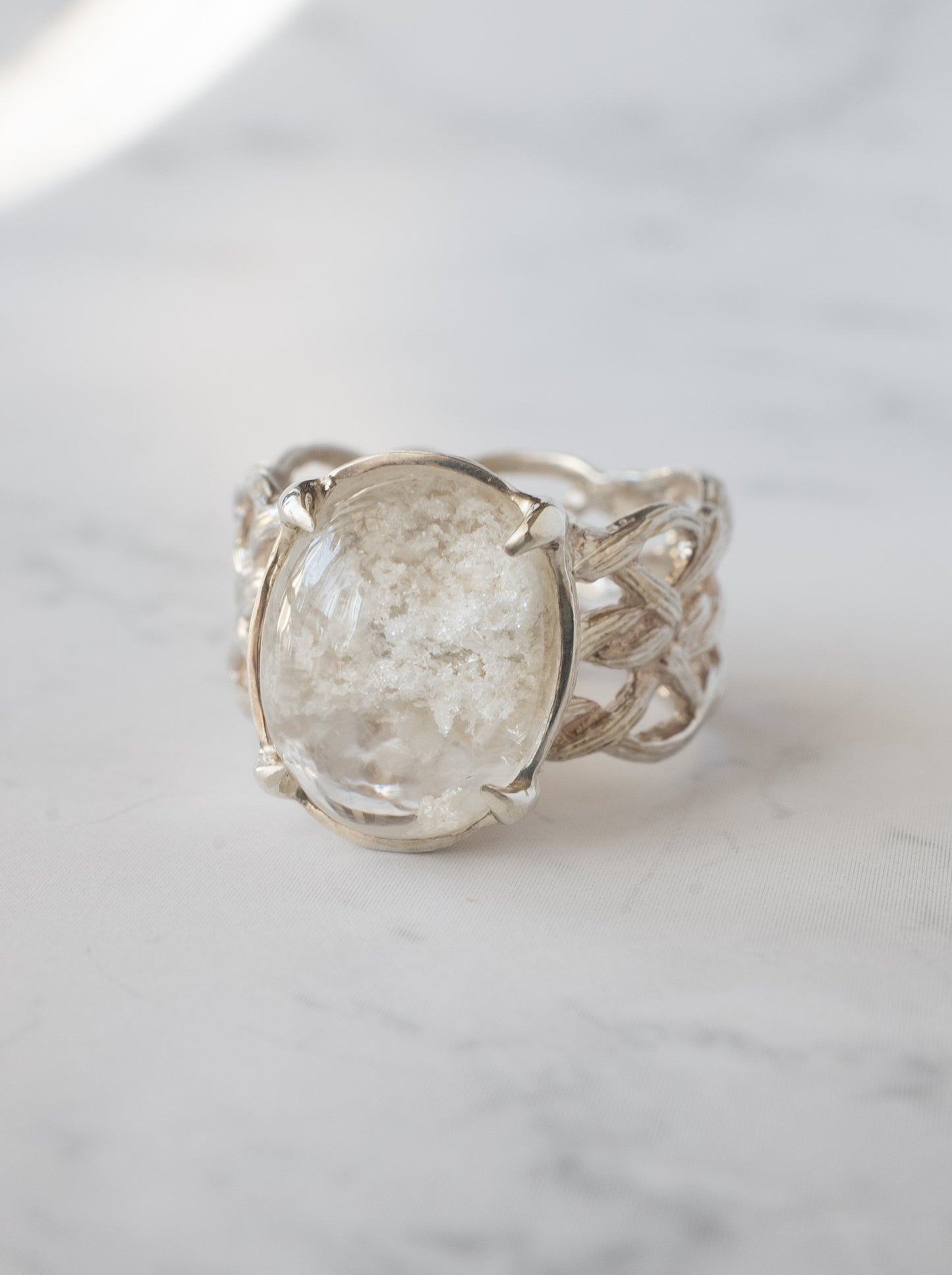 White Garden Quartz ARAN Ring - 6