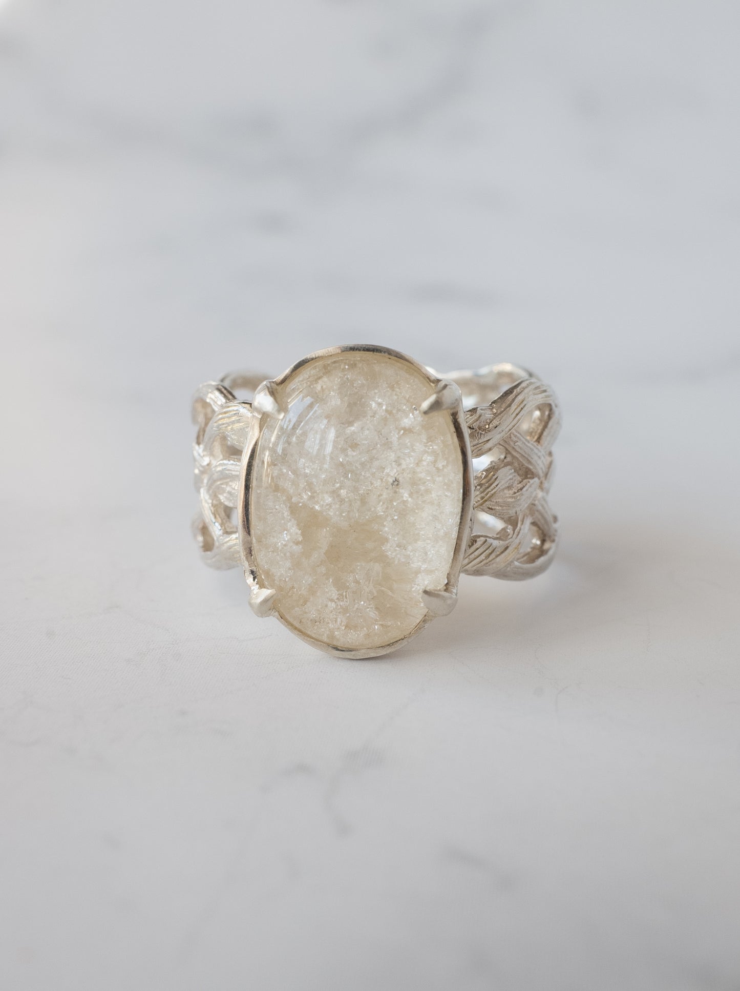 White Garden Quartz ARAN Ring - 7