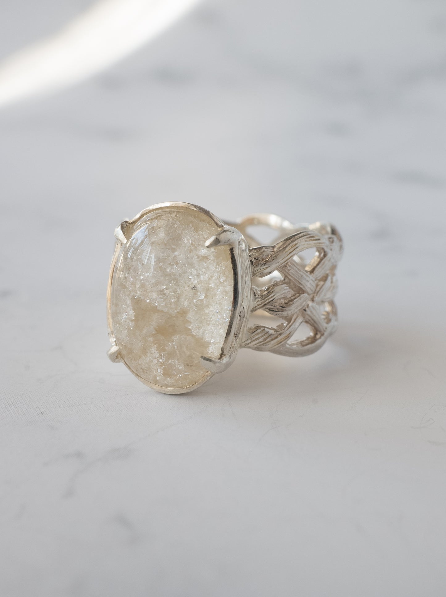 White Garden Quartz ARAN Ring - 7