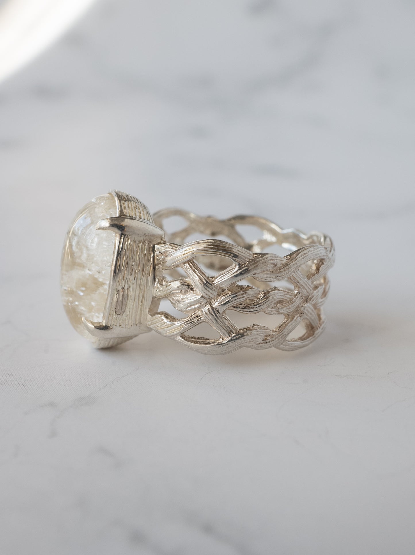 White Garden Quartz ARAN Ring - 7