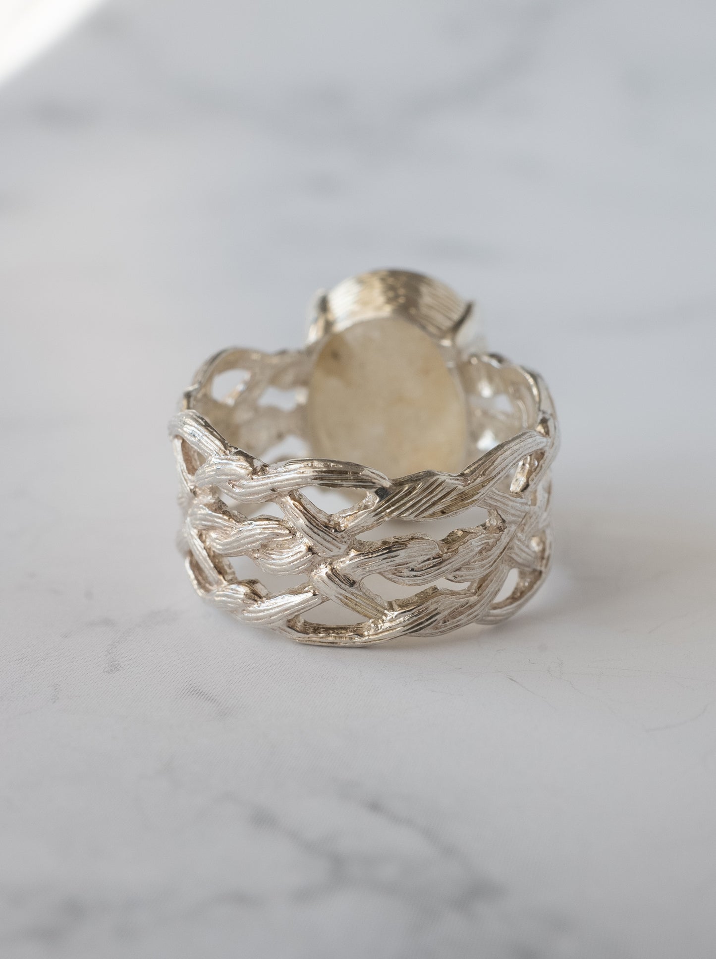 White Garden Quartz ARAN Ring - 7