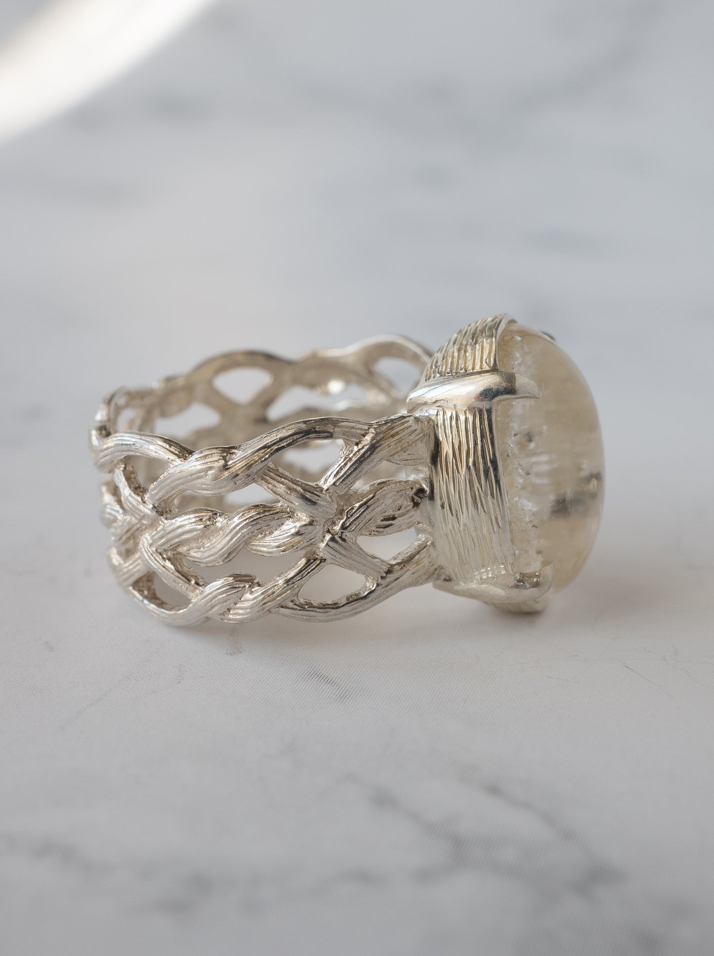 White Garden Quartz ARAN Ring - 7