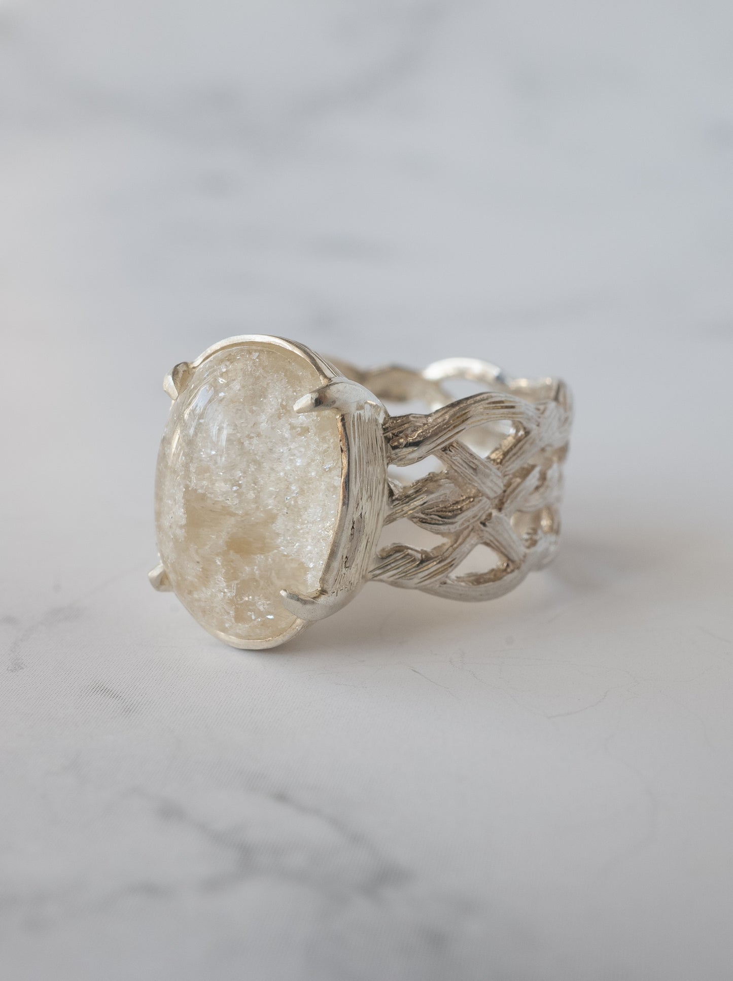 White Garden Quartz ARAN Ring - 7