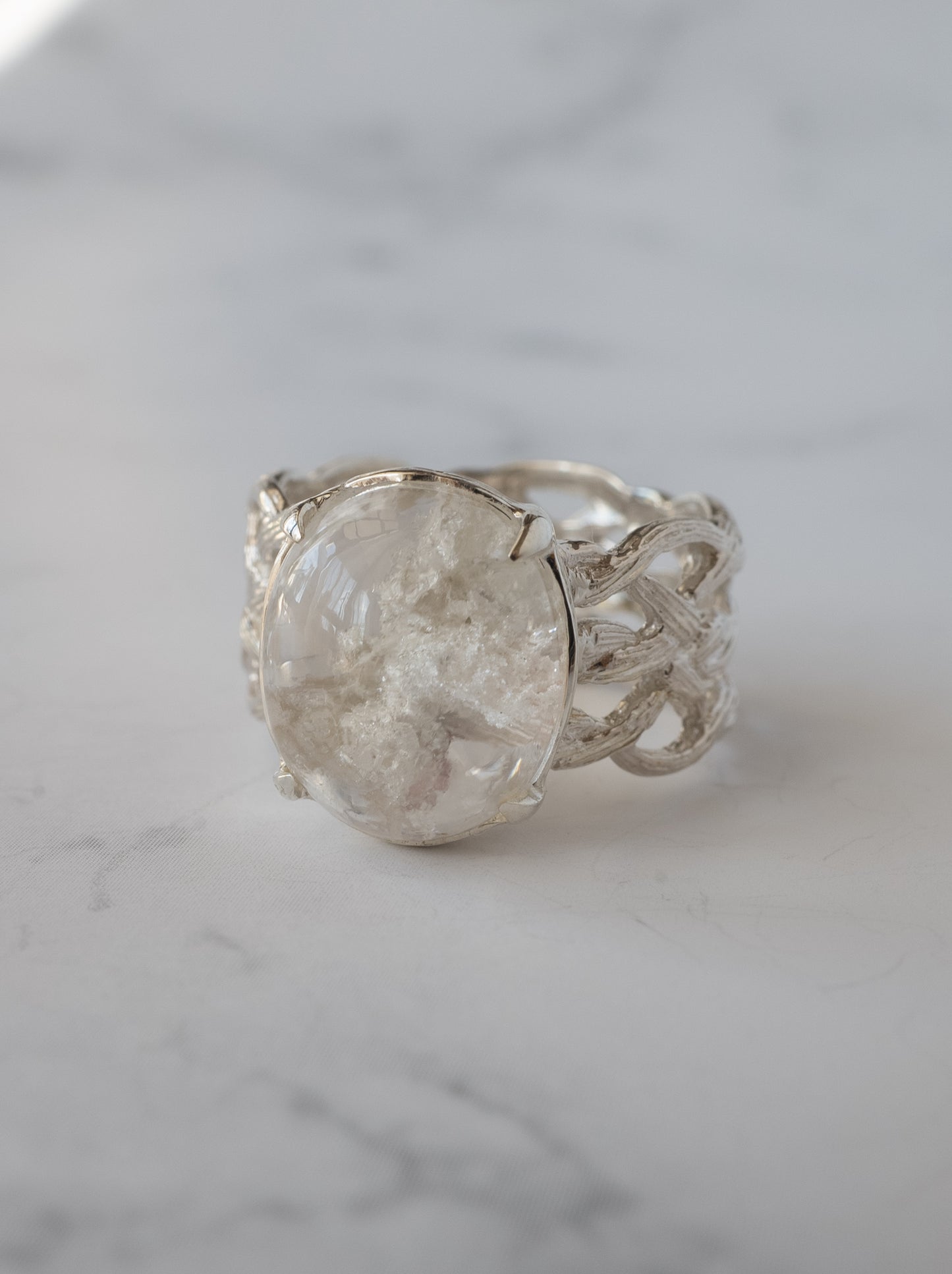 White Garden Quartz ARAN Ring - 8