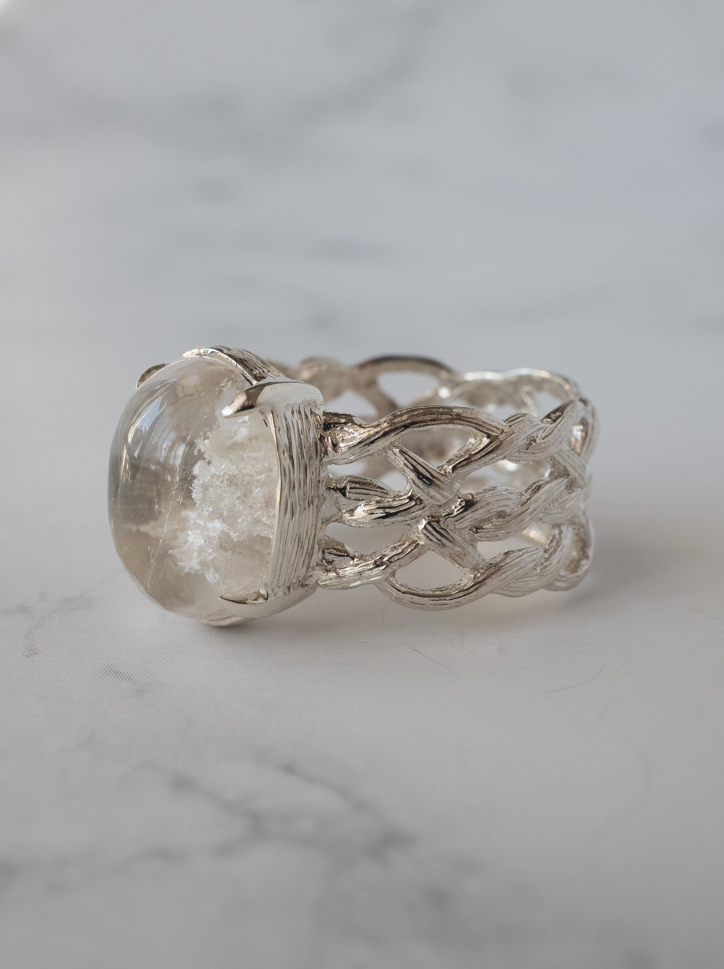 White Garden Quartz ARAN Ring - 8