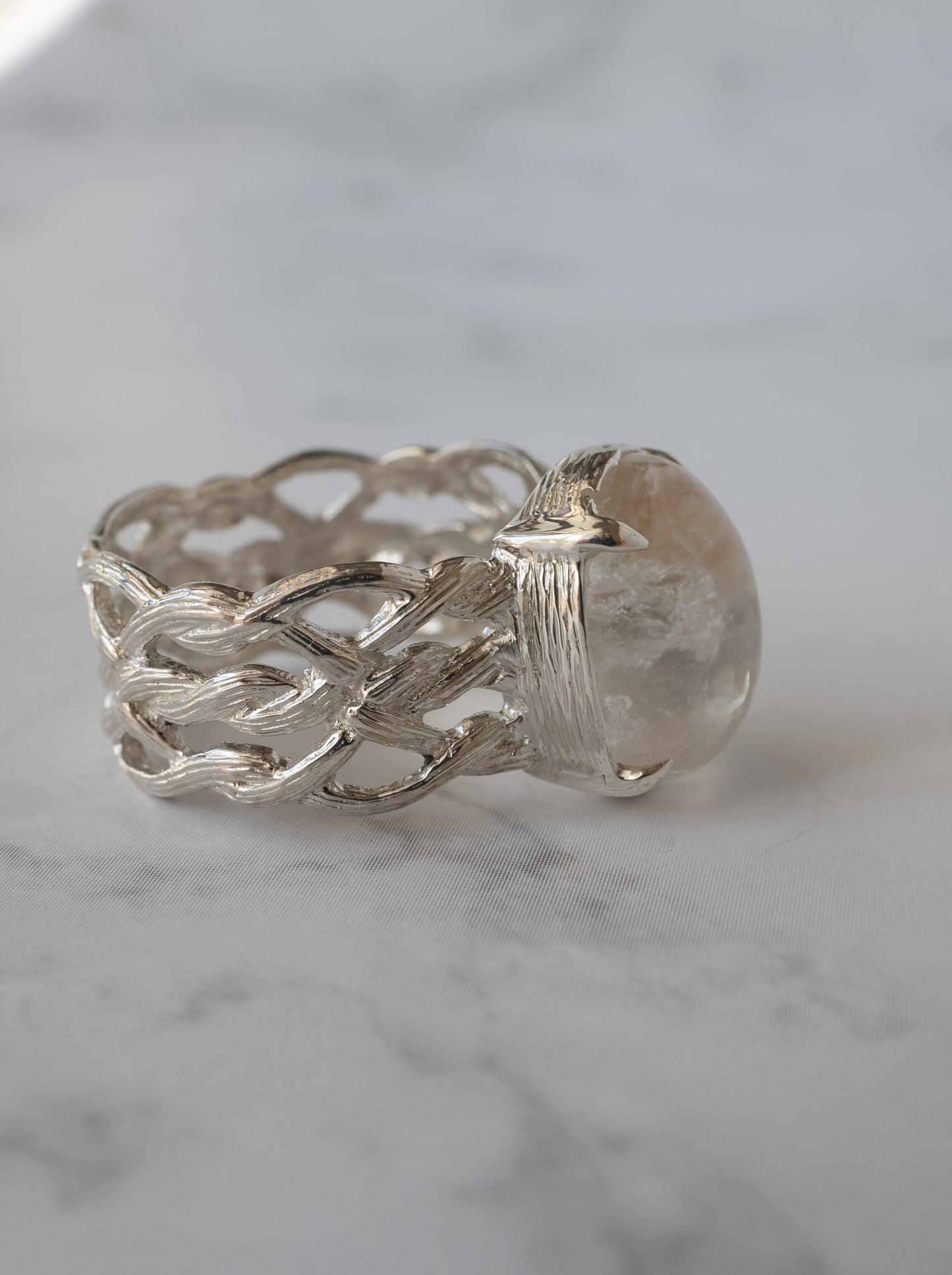 White Garden Quartz ARAN Ring - 8