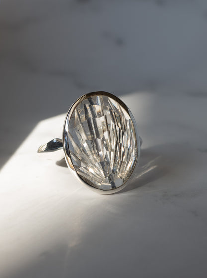甲州貴石切子 Tourmalinated in Quartz Ring -4
