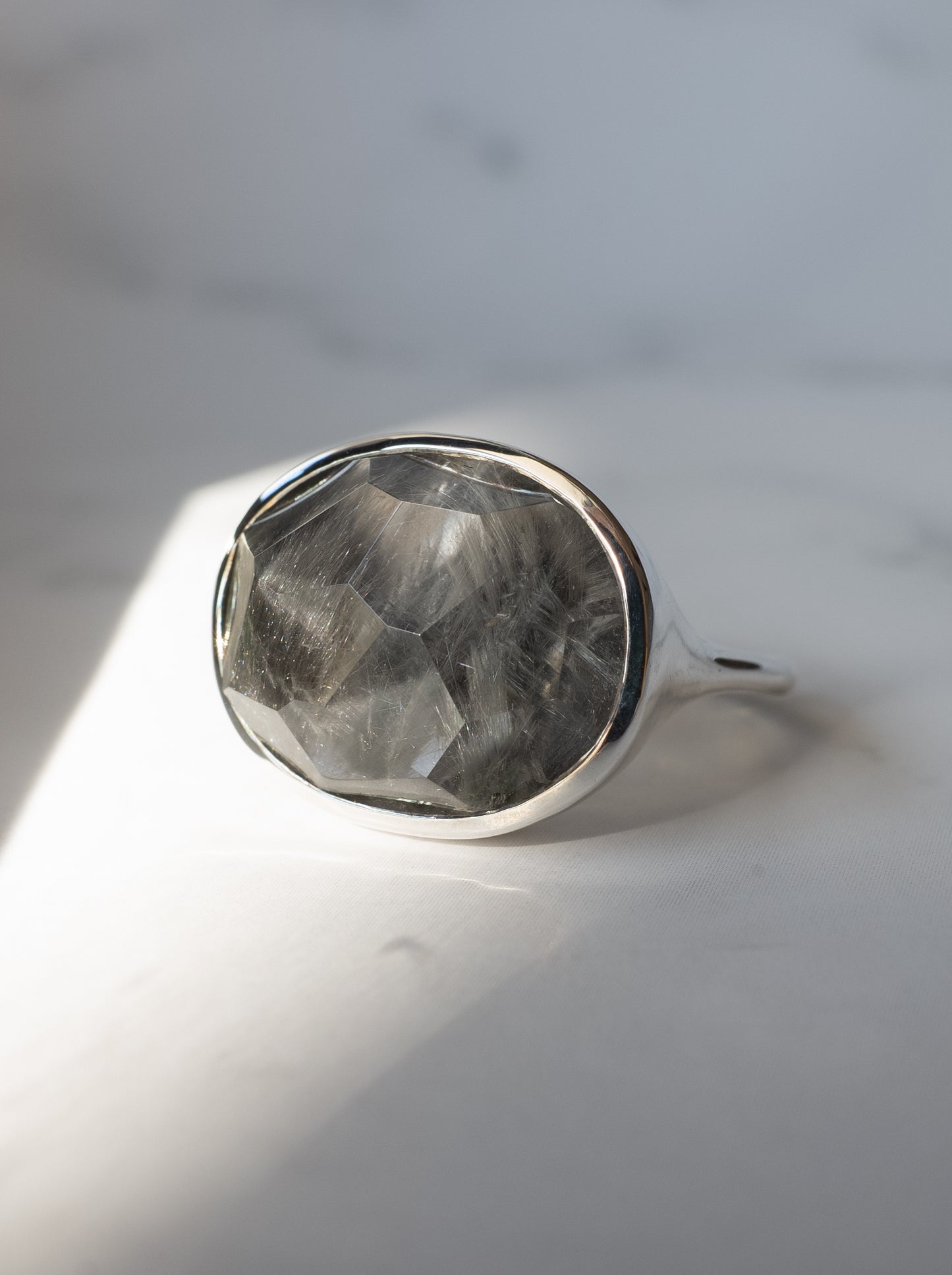 Platinum Rutilated Quartz Ring - 5