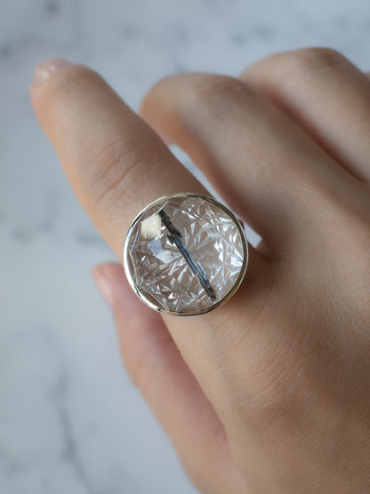 甲州貴石切子 Tourmalinated in Quartz Ring - 3