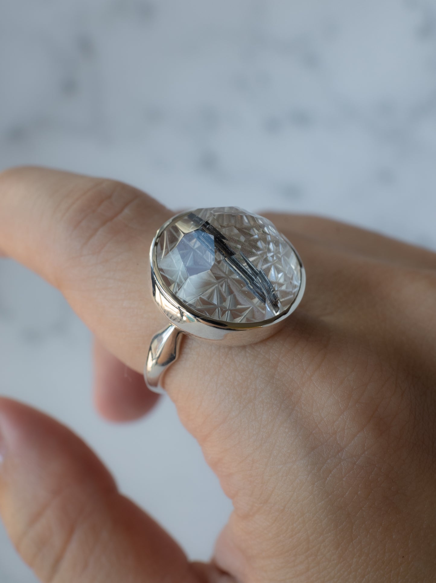 甲州貴石切子 Tourmalinated in Quartz Ring - 3