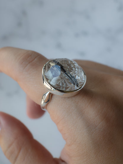 甲州貴石切子 Tourmalinated in Quartz Ring - 3
