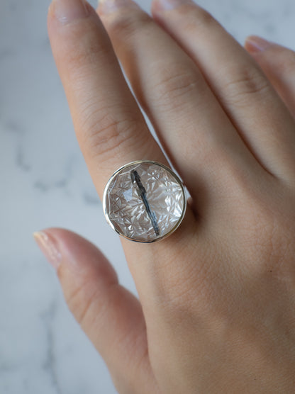 甲州貴石切子 Tourmalinated in Quartz Ring - 3