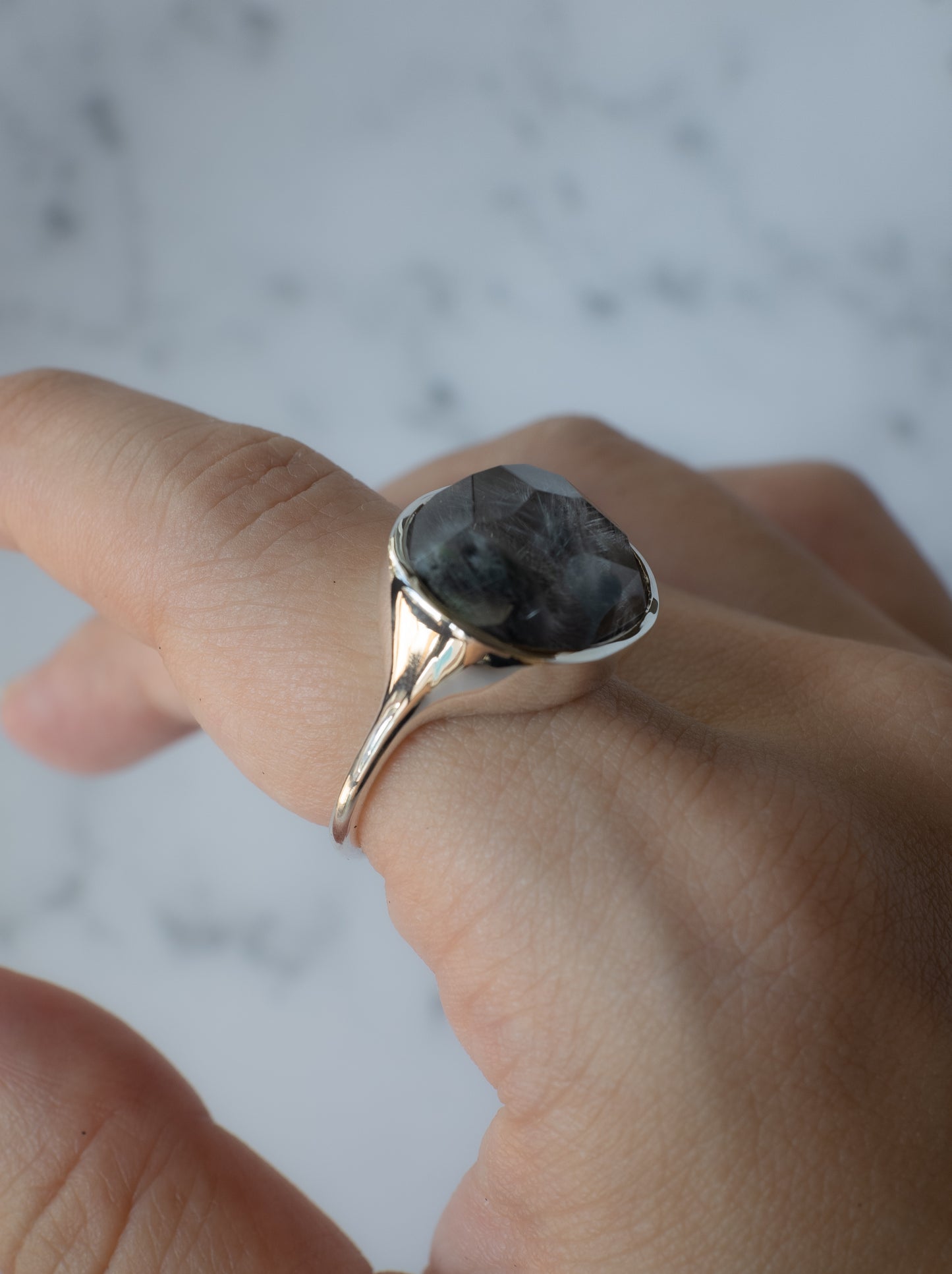 Platinum Rutilated Quartz Ring - 5