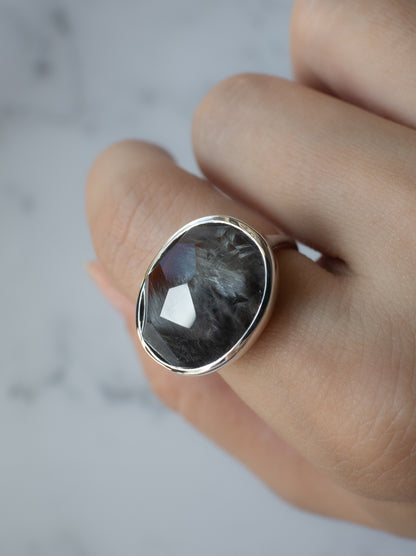 Platinum Rutilated Quartz Ring - 5