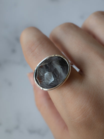 Platinum Rutilated Quartz Ring - 5