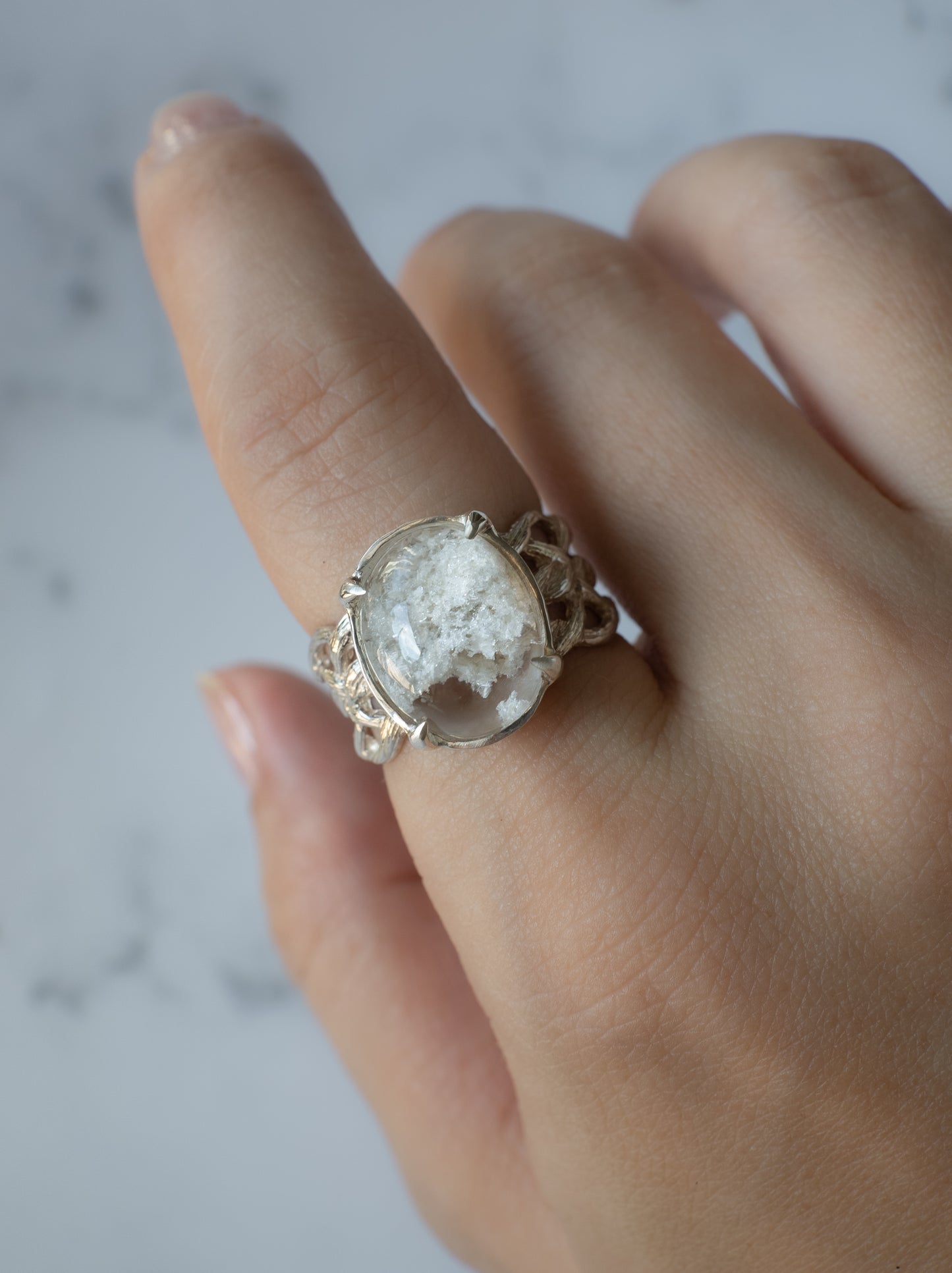 White Garden Quartz ARAN Ring - 6