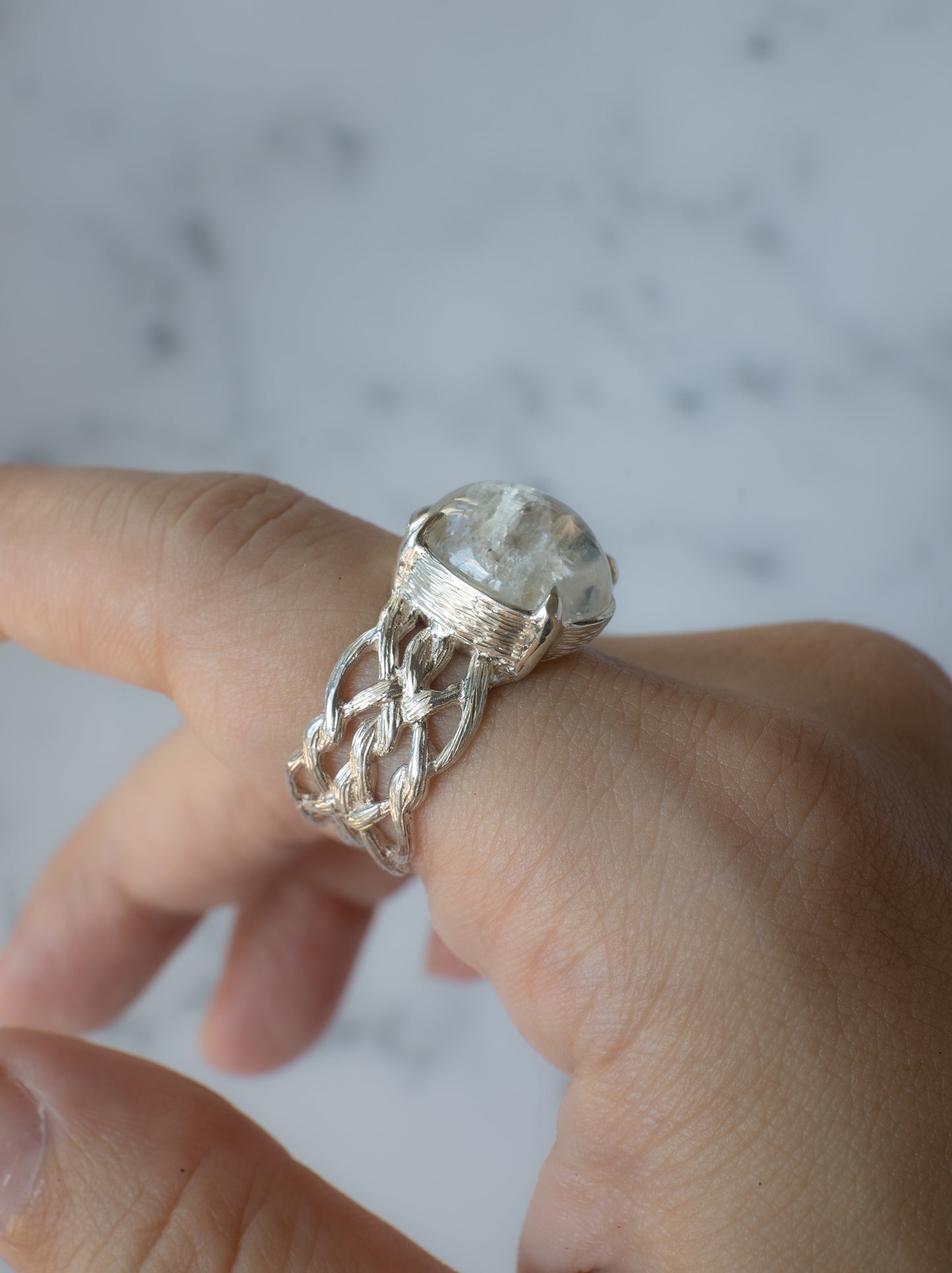 White Garden Quartz ARAN Ring - 6