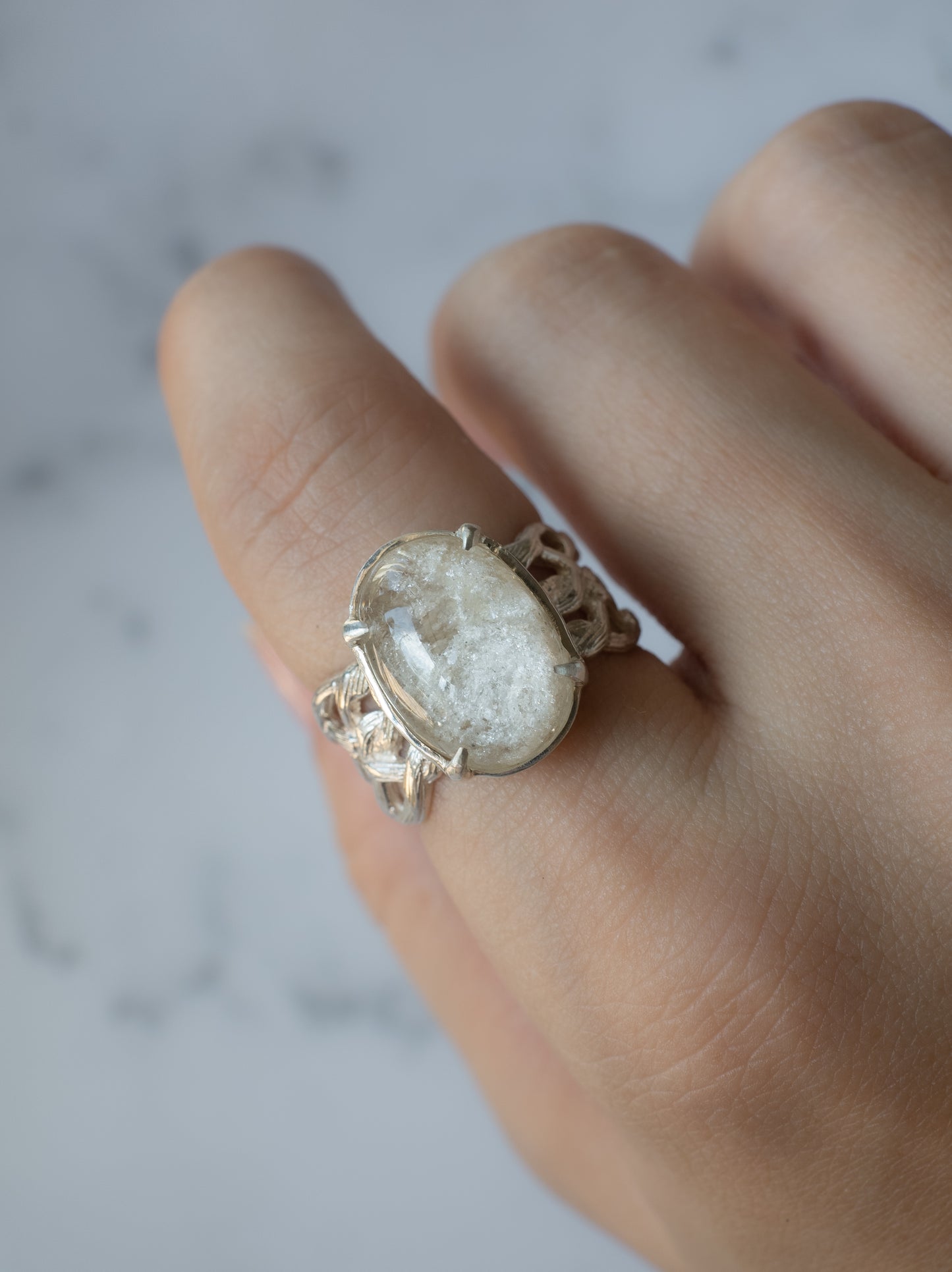 White Garden Quartz ARAN Ring - 7