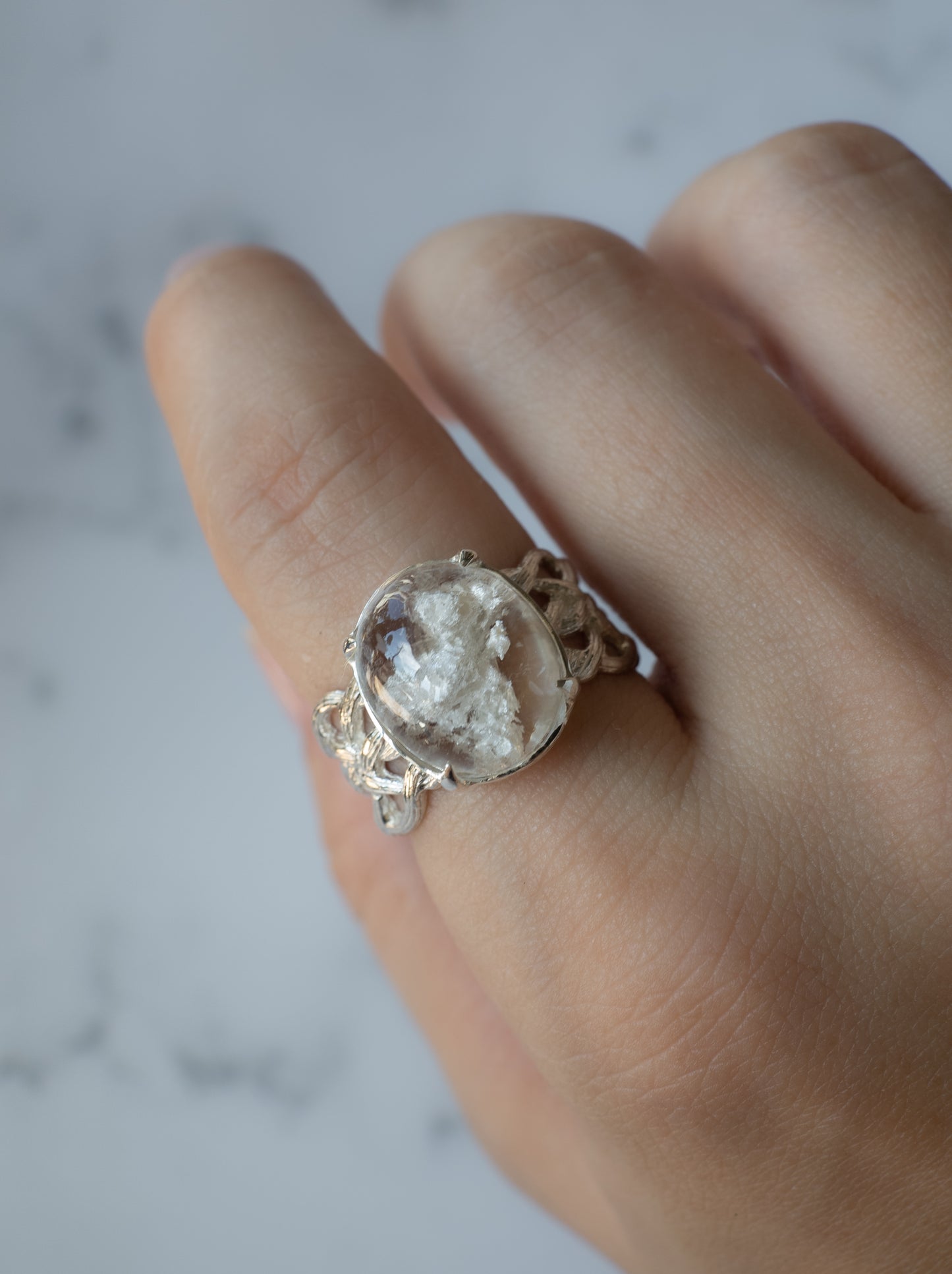 White Garden Quartz ARAN Ring - 8
