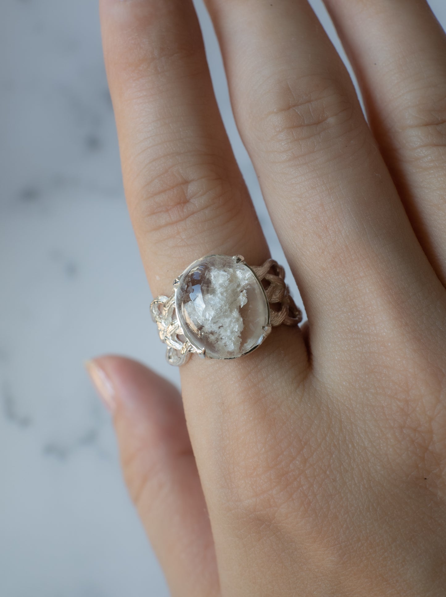 White Garden Quartz ARAN Ring - 8