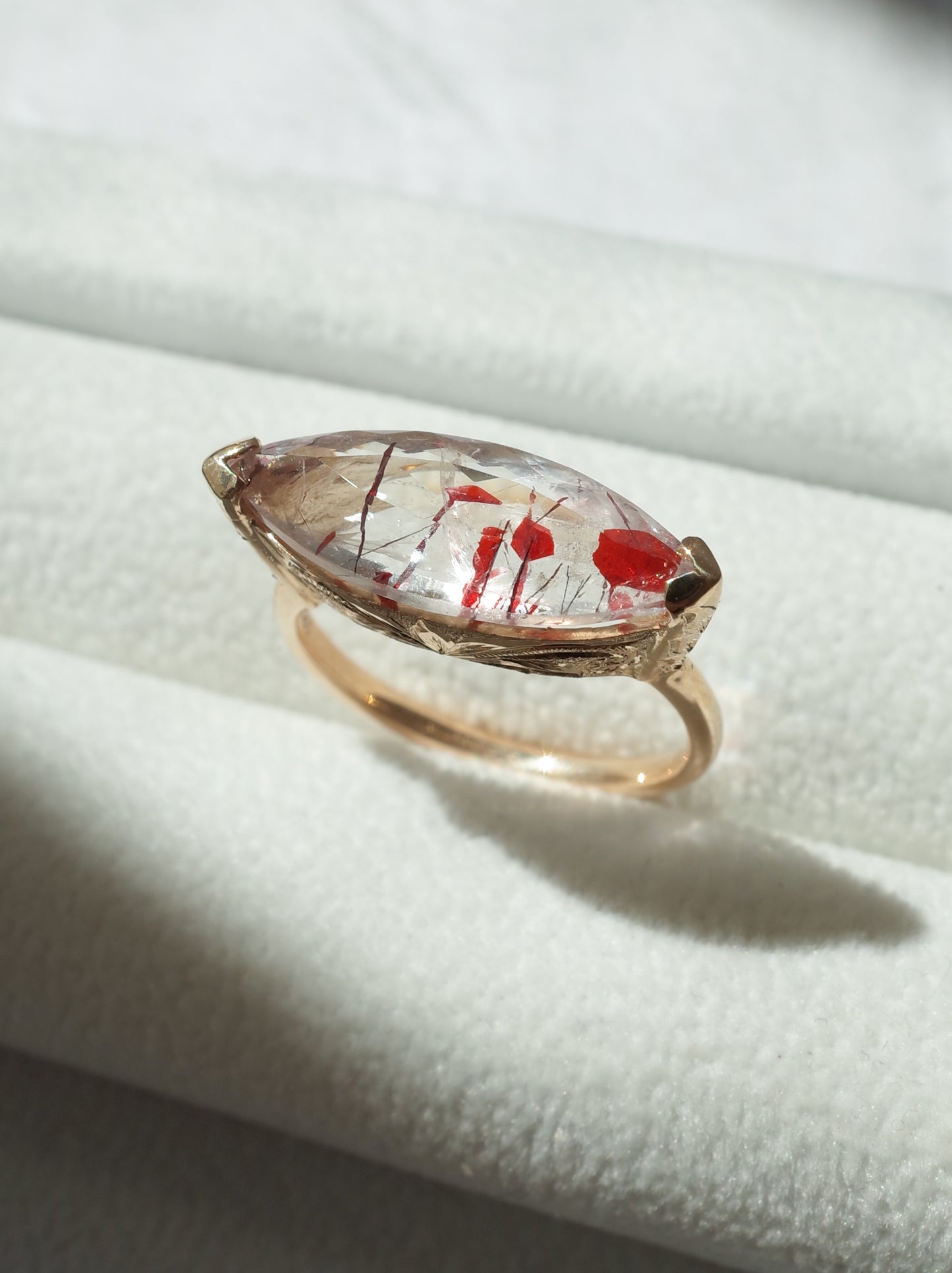 Lepidocrocite in Quartz Hawaiian Ring - 2