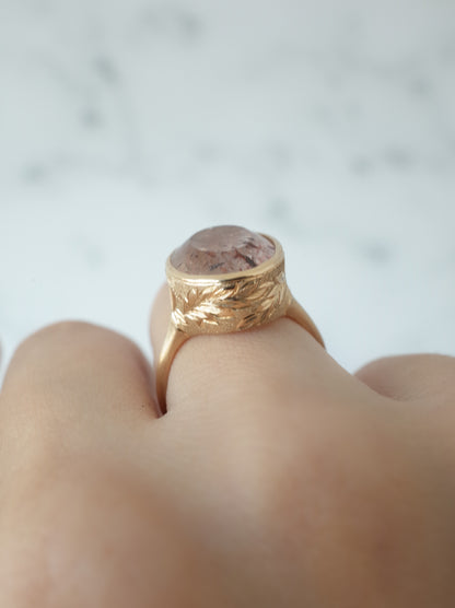Lepidocrocite in Quartz Hawaiian Ring - 1