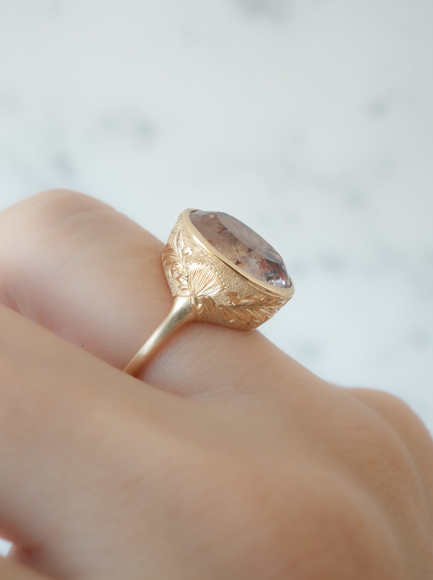 Lepidocrocite in Quartz Hawaiian Ring - 1