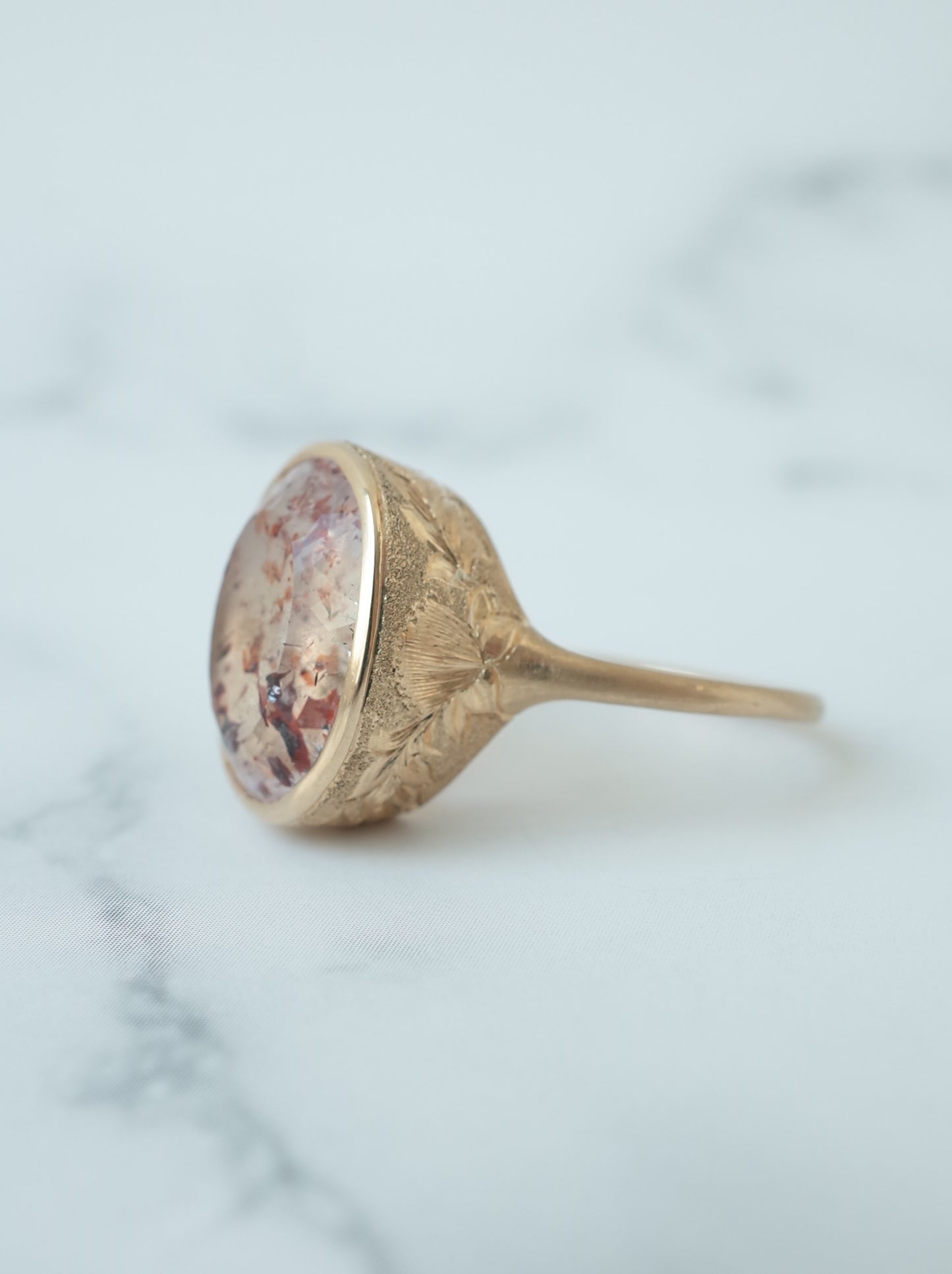 Lepidocrocite in Quartz Hawaiian Ring - 1