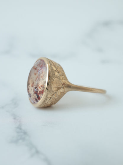 Lepidocrocite in Quartz Hawaiian Ring - 1