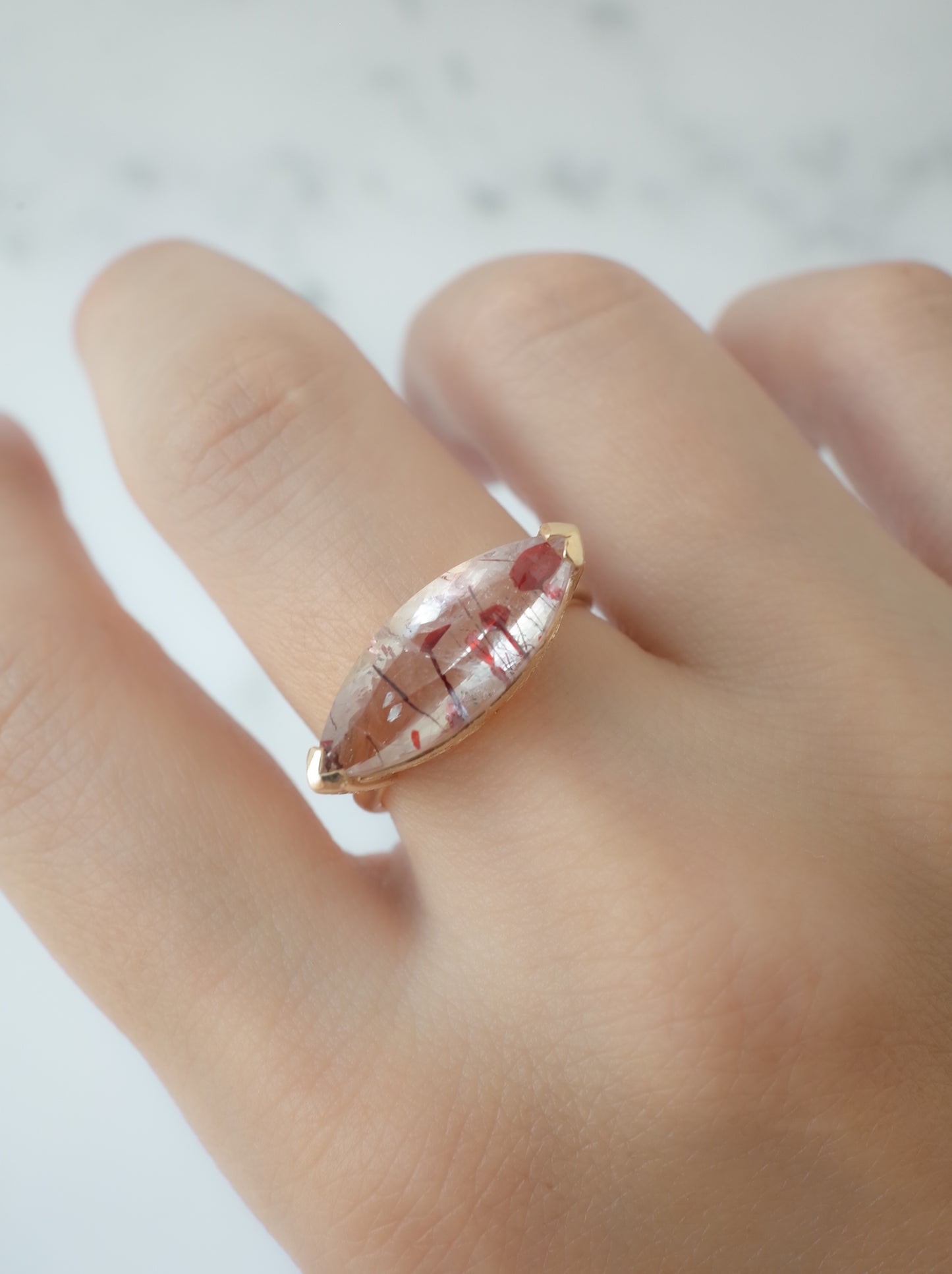 Lepidocrocite in Quartz Hawaiian Ring - 2