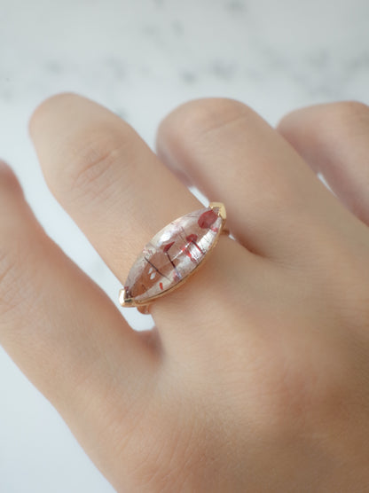 Lepidocrocite in Quartz Hawaiian Ring - 2