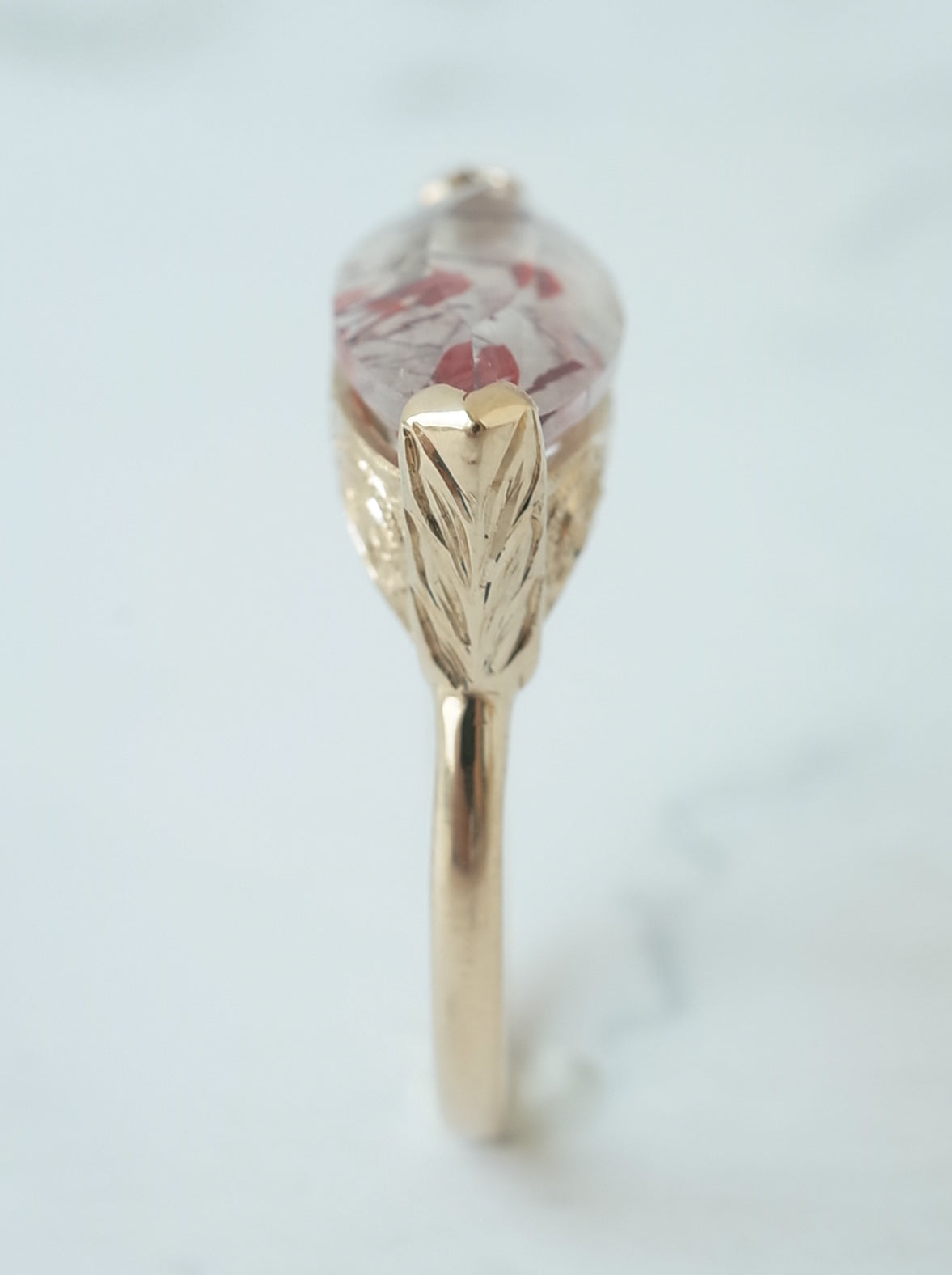 Lepidocrocite in Quartz Hawaiian Ring - 2