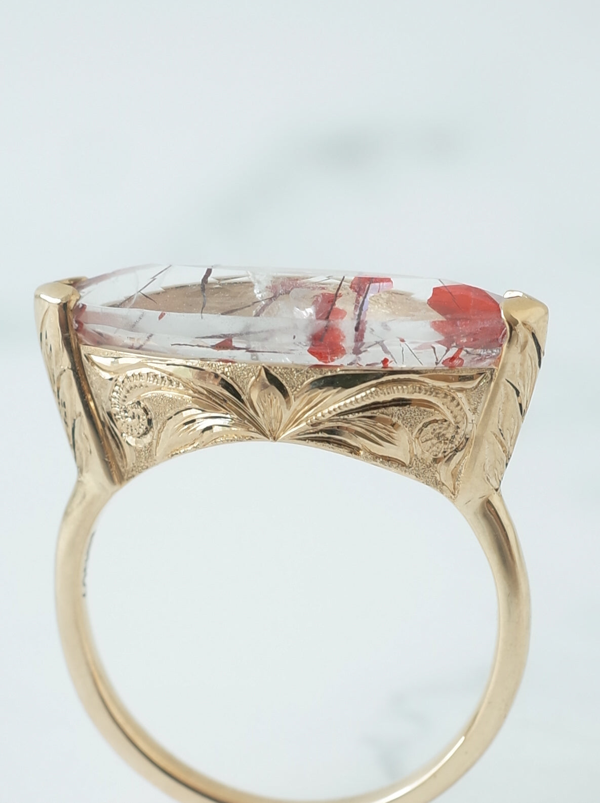 Lepidocrocite in Quartz Hawaiian Ring - 2