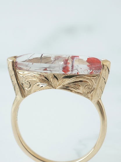 Lepidocrocite in Quartz Hawaiian Ring - 2