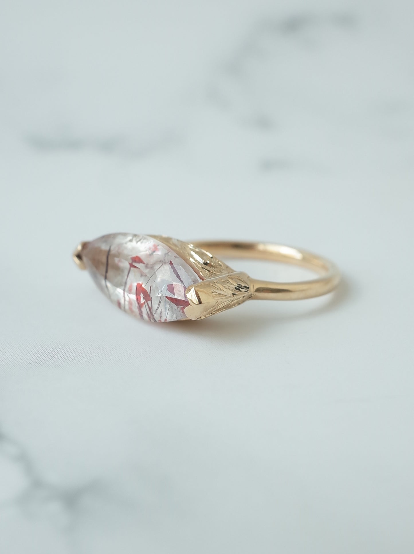 Lepidocrocite in Quartz Hawaiian Ring - 2